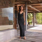 Fashion Sexy Long V-neck Sleeveless Split Backless Sling Dress