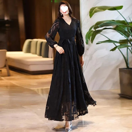 Women's Fashion Elegant V-neck Swing Dress
