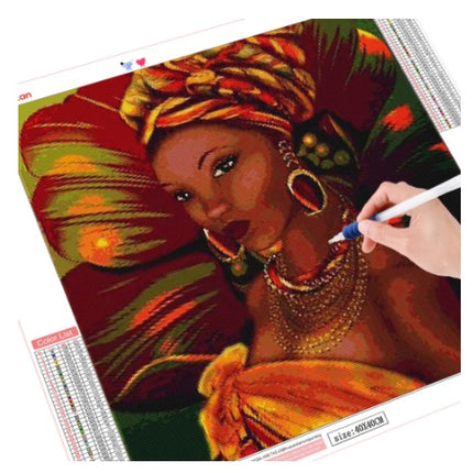 African Woman Diamond Painting Mosaic Portrait Wall Art