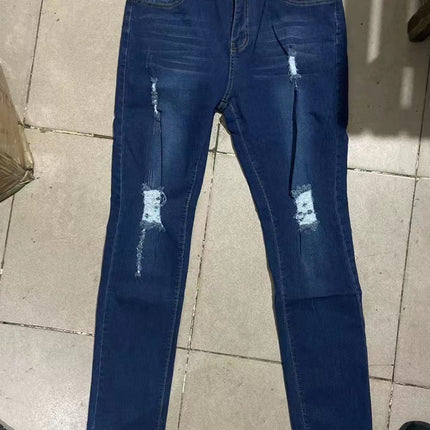 Fashion Holes Jeans Student Pants