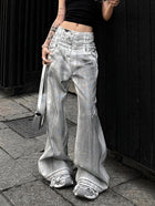 Women's Retro Straight Jeans With Old And Dirty Design