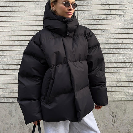 Fashion Coat With Removable Hood Cotton Jacket Winter Warm Windproof Loose Cotton Jacket Loose Parka Outerwear Clothing