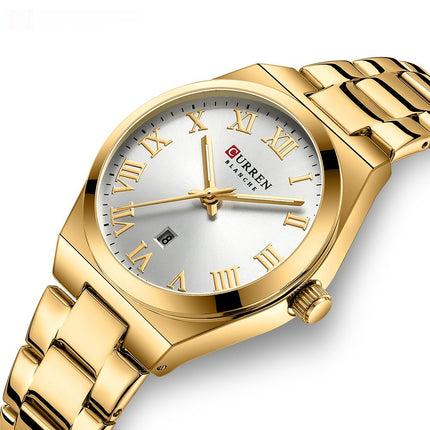Women's Fashion Calendar Women's Watch Casual Steel Belt