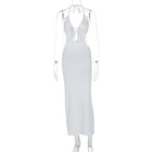 Hot Girl Close-fitting And Slim-fitting Pure Color Halter Sling Dress