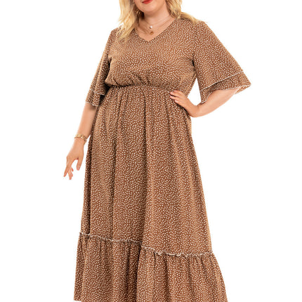 Bohemian Plus Size Women's Fashion Polka Dot Dress Women