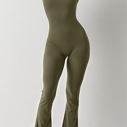 Square Collar One-piece Bell Bottom Pants