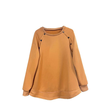 Round Neck Long Sleeve Loose Top Front Short Back Long Sweater For Women
