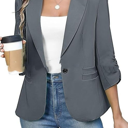 Solid Color Lightweight Slim Suit Jacket