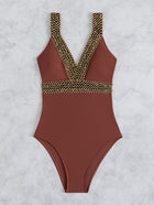 Women's Fashion Deep V Spaghetti Straps One-piece Swimsuit