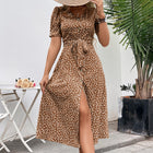 Women's Temperament Commute Casual Vacation Style Printed Knotted Dress