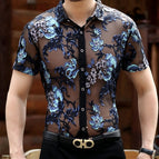 Short Sleeve G Blue Embroidery