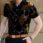 Short Sleeve Gold Silk Yellow