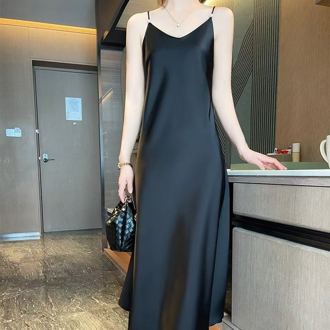 Spring And Summer New Silk Satin High-grade Suspenders Dress Women