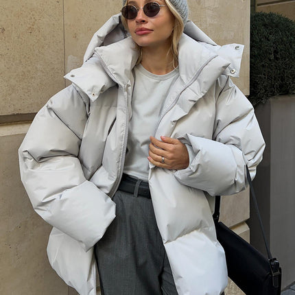 Fashion Coat With Removable Hood Cotton Jacket Winter Warm Windproof Loose Cotton Jacket Loose Parka Outerwear Clothing