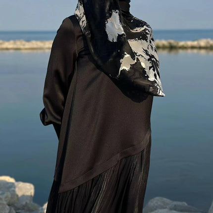 Women's Muslim Style Satin Stitching Design Elegant Fashion Dress