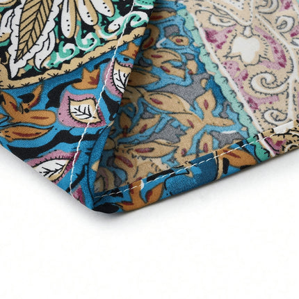 Women Print Maxi Dress High Waisted Cross Halter Neck With Tie Detail,Flowing Vacation Gown In Teal, Blue-Green & Brown Paisley   Pattern, Machine Washable, Summer Fashion Decorative Tie Detail