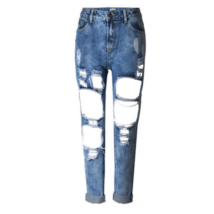 Ripped Jeans High Waist Women Ripped Hole Knee Skinny Pants