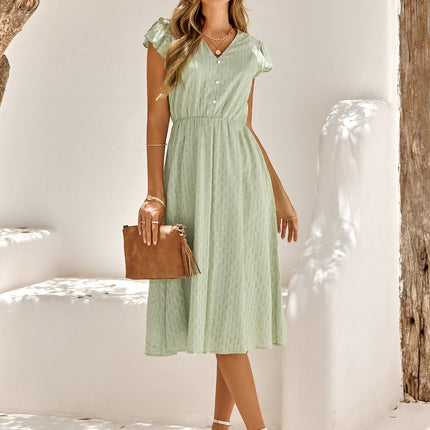 Summer Casual Women's Solid V-neck Dress