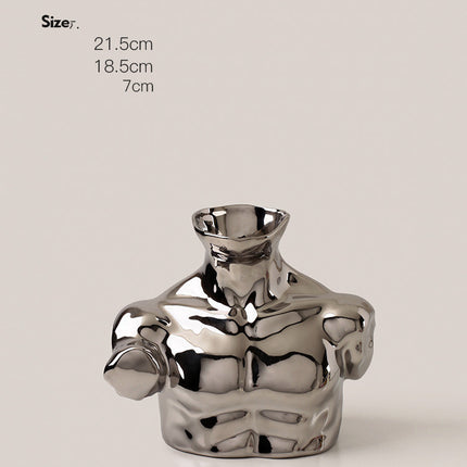 Body Art Vase Plating Ceramic Silver Floral Home Decoration Decoration