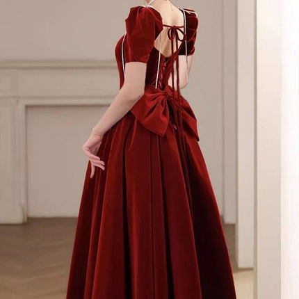 Toast Bride Red Velvet Wedding Dress