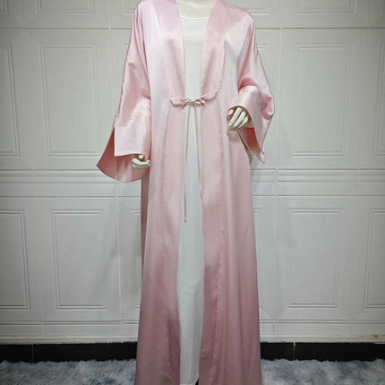 Middle East Muslim Robe Fashion Satin Soft Dress