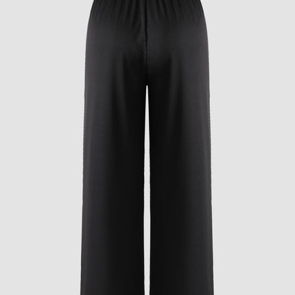 High Waist Plus Size Pocket Straight Skinny Casual Suit Pants - Draped Design