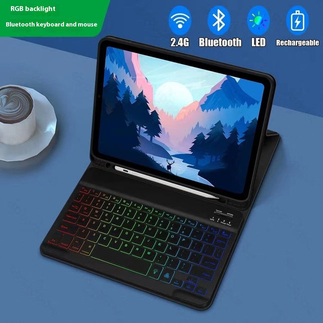 Ipad Protective Case Luminous Bluetooth Keyboard Leather Sheath