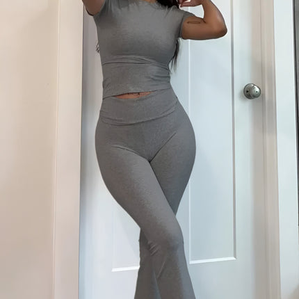Short Sleeved Wide Leg Pants
