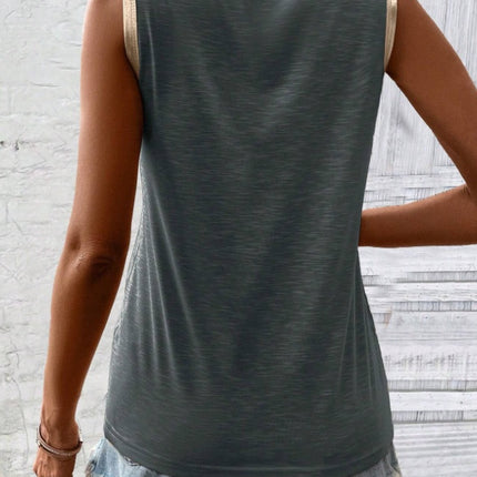 Block Edge Decor Casual Tank Top