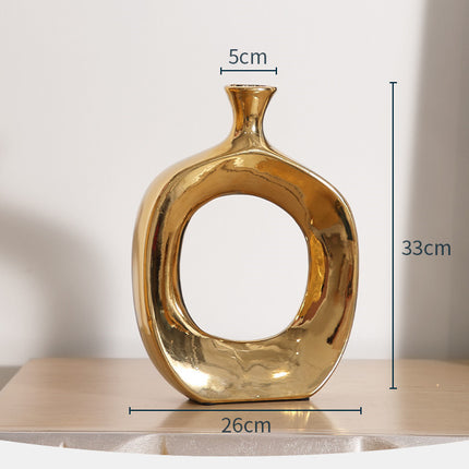 Electroplated Silver Ceramic Vase Desktop Decoration