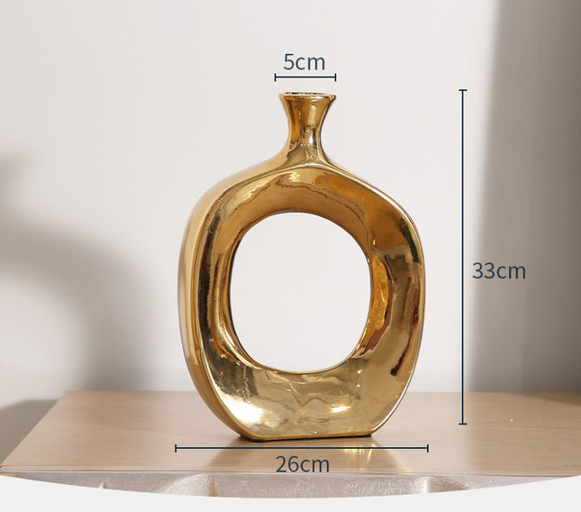 Electroplated Silver Ceramic Vase Desktop Decoration