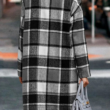 Women's Casual Hooded Plaid Jacket