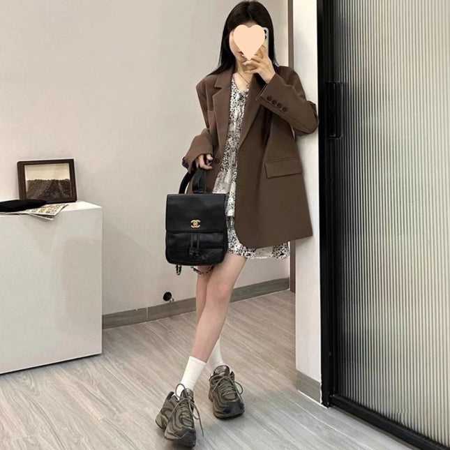 Solid Color Loose Casual Women's Suit Jacket