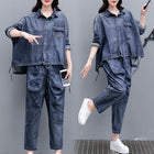 Loose Plus Size Distressed Denim Harem Pants Two-piece Women