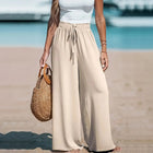 Women's Elastic High Waist Wide Leg Pants, Casual Loose Fit Trousers For Business & Everyday Wear