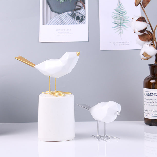 Gold And Silver Crafts Gift Origami Bird Hallway Home Resin Decorations
