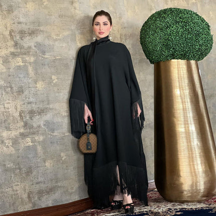 Muslim Women Batwing Sleeve Tassel Kaftan High Fashion Dress