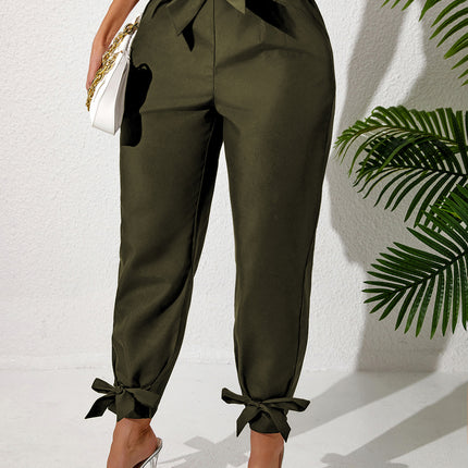 Plus Size Ankle Strap With Fungus Edge Casual Women's Pants