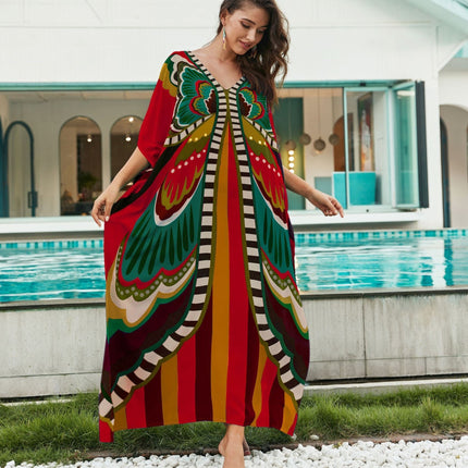 Plus Size Robe Blouse Beach Bikini Vacation Coat Dress Women
