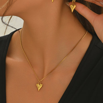 Lxalry 18K Gold Plated Stainless Steel Heart Mirror Jewelry Set  Hypoallergenic Skin Safe Necklace   Earrings For Daily Evening Wear Never Fade Handmade Luxury Gift For Her
