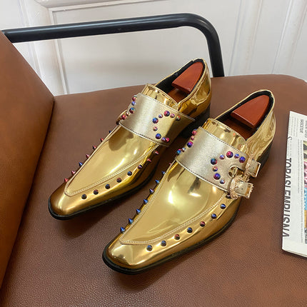 Plus Size High Heel Men's Shoes Metal Rivet