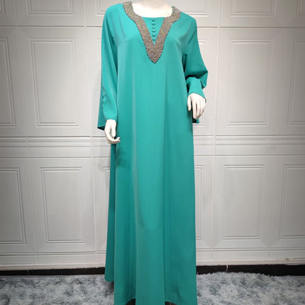 Women's Fashion Plus Size Women Handmade Beaded Rhinestone Dress