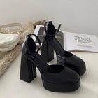 Platform Square Toe Buckle Chunky Heel High Heels