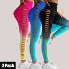 3 Pack Women's Gradient Color Butterfly Hollow High Waist Butt Lifting Long Fitness Pants, Seamless Leggings For Women High Waist Yoga Pants, Scrunch Butt Lifting Elastic Tights