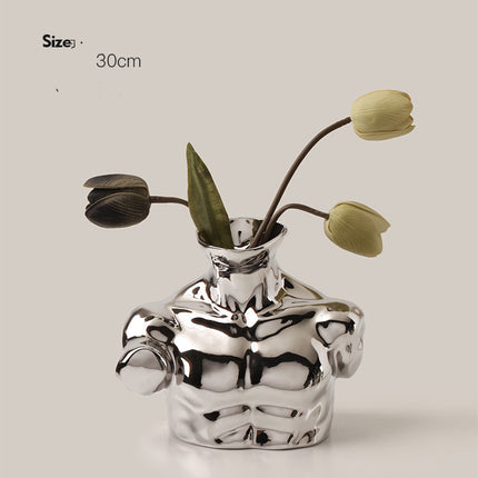 Body Art Vase Plating Ceramic Silver Floral Home Decoration Decoration