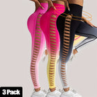 3 Pack Women's Gradient Color Butterfly Hollow High Waist Butt Lifting Long Fitness Pants, Seamless Leggings For Women High Waist Yoga Pants, Scrunch Butt Lifting Elastic Tights