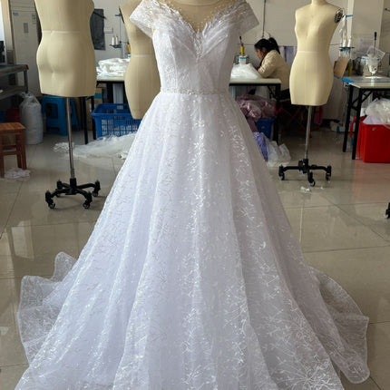 Off-shoulder Light Wedding Dress Bridal Main Yarn Lace Wedding Veil Small Trailing