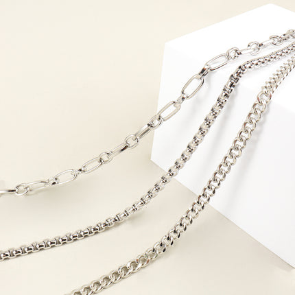 New European And American Style Pants Chain Men And Women Three-layer Silver Personality Chain With Jeans Punk Hip Hop Accessories