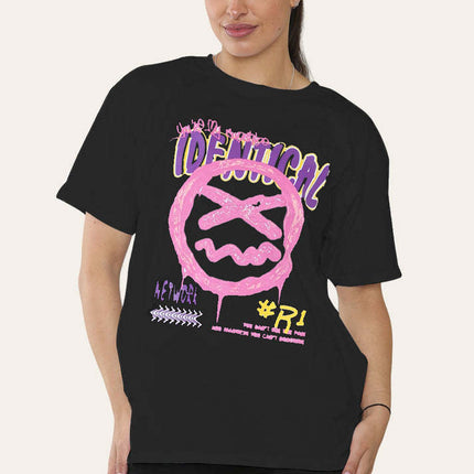 Ladies Identical Printed Short Sleeve T-Shirt Top
