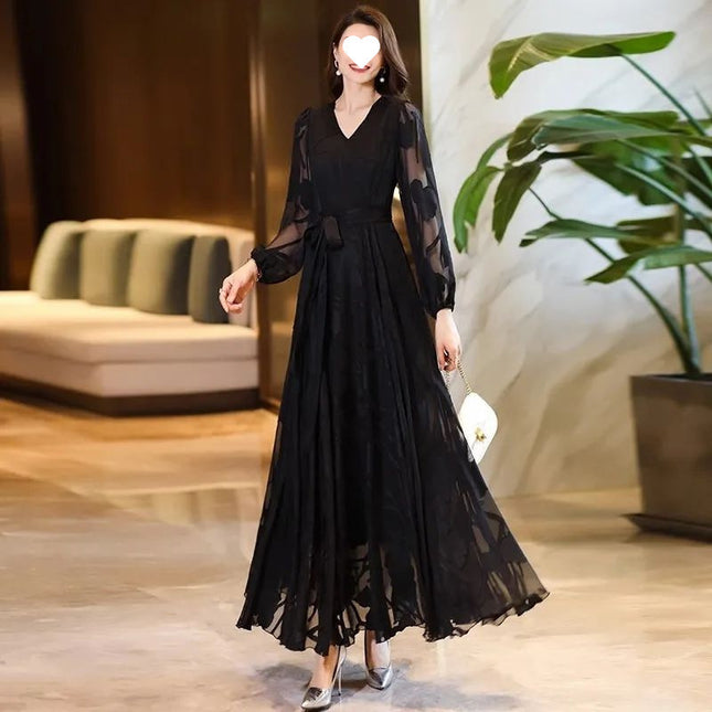 Women's Fashion Elegant V-neck Swing Dress